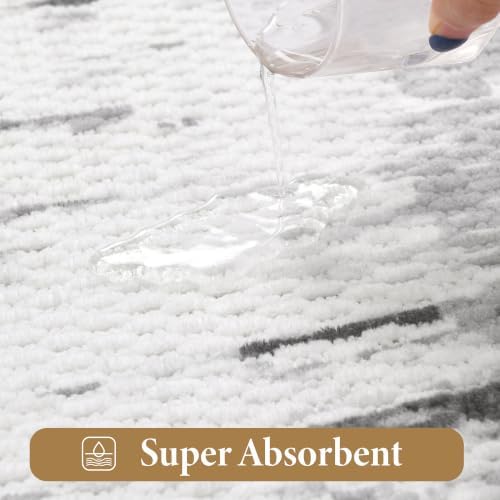 JIUZHEN Chenille Weave Bath Mats Super Absorbent Bathroom Mats Set Non