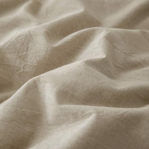 JIYUAN Full Washed Cotton Duvet Cover Set, 3-Piece, Relaxed Linen Feel
