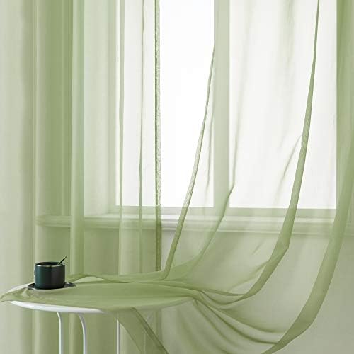 DUALIFE Sage Green Sheer Grommet Curtains 120Inches Extra Length for