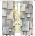 Abstract Block Window Sheer Curtain Minimalist Beige Gray Raised Stone