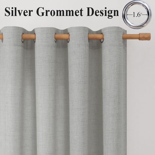 Linen Curtains 63 inch Long,Light Filtering Semi Sheer for Bedroom
