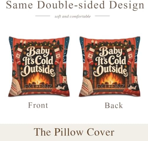 Cabin Plaid Pillow Covers 22x22 Inch Set of 2 Linen for Christmas