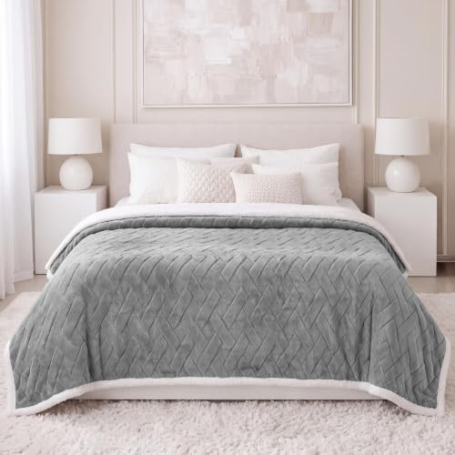 SUPERIOR Fleece Reversible Lattice Blanket, Decorative Blankets for