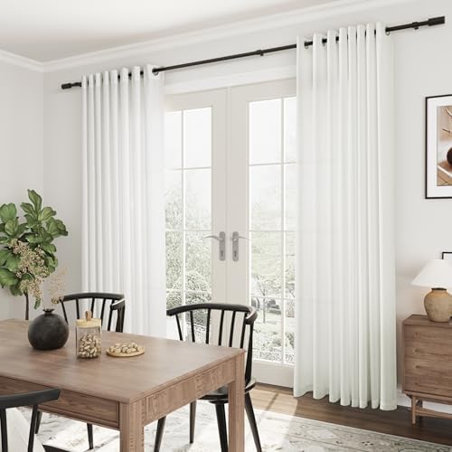 Ivory 100 x 108 inch Linen Curtains for Living Room Divider Light