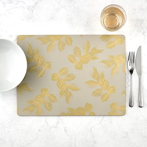 Pimpernel Sara Miller Etched Leaves Placemats, Set of 4 - Light Grey