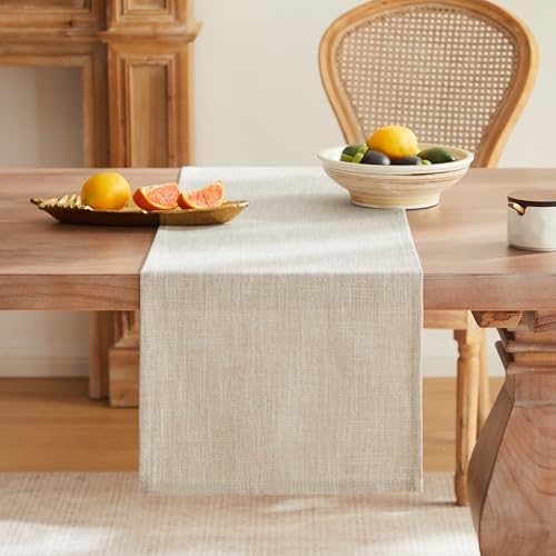 ZeeMart Rustic Cotton Linen Table Runner, 13x36 Inches Taupe