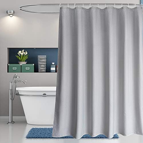 EurCross Waffle Weave Pattern Gray Extra Long Fabric Shower Curtain