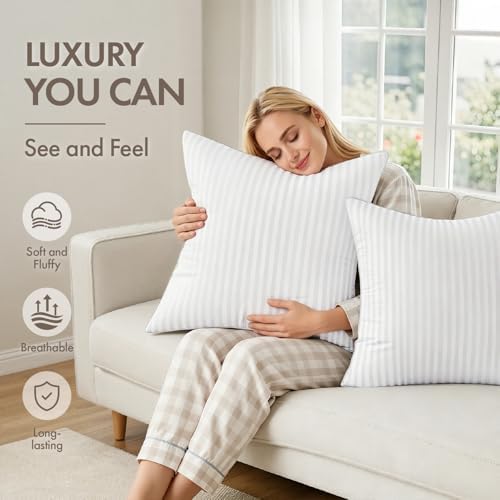 MIULEE 18x18 Throw Pillow Inserts Set of 2, 100% Virgin Microfiber