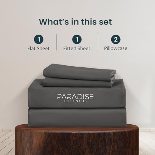 Egyptian Cotton Sheet Set King Size fits 14-16" Deep Pocket - Solid