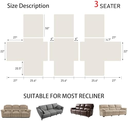 Waterproof 3-Seater Recliner Couch Cover, 76.8"