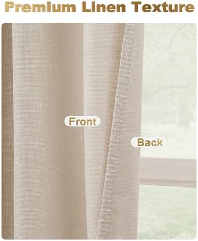 Natural Linen Window Curtain Panels with Grommets 52 inches Width