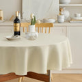Decorelia Textured Fabric Rustic Round Tablecloth for Coffee Table