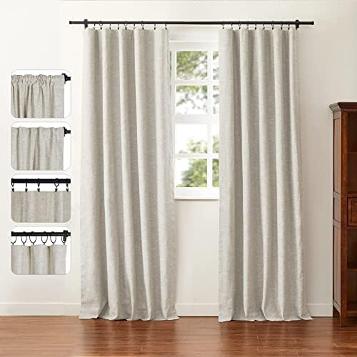 ChadMade 84 x 84 Inches Cotton Linen Room Darkening Drape Back Tab 1