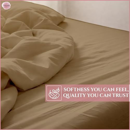 King Flat Sheet Only, 100% Percale Cotton Sheets, Taupe