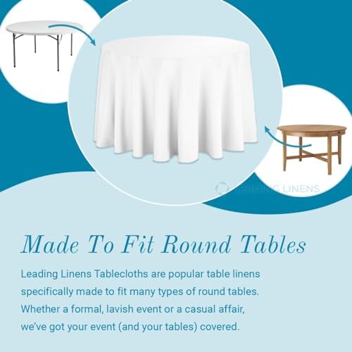 Leading Linens 90 Inch Round Ivory Polyester Tablecloth