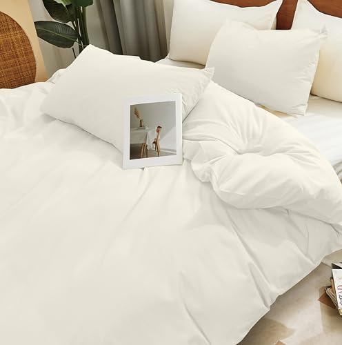 White Cotton Duvet Cover Twin Set 2 Pieces, 1 Duvet Cover 68x90