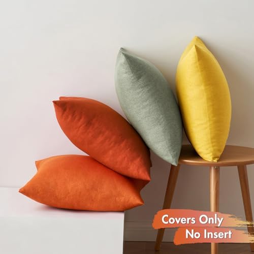 MIULEE Pack of 4 Decorative Outdoor Throw Pillow Covers Linen