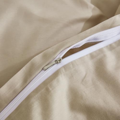 Taupe Duvet Cover Set Queen Size 100% Cotton Soft Percale Bedding