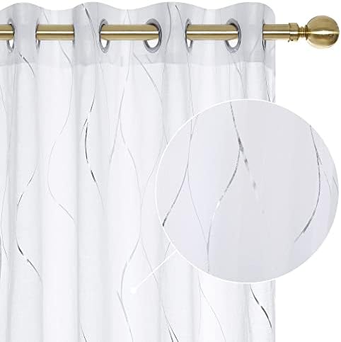 Deconovo Light Filtering Sheer Curtains 63 Inches Long for Living Room