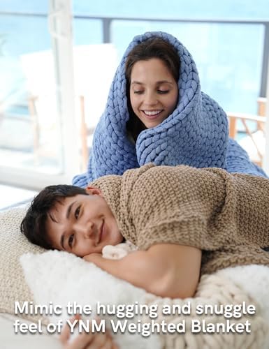 YnM Chunky Cotton Knit Throw Blanket, Cable Knit Throws for Bed Couch