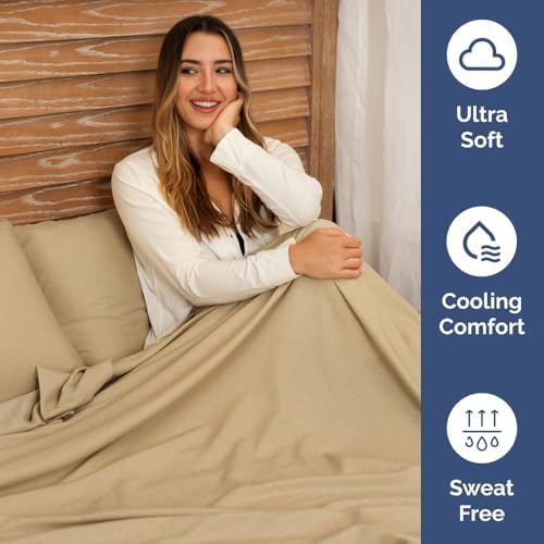 Heathered Tan 4-Piece Sheet Set & Pillowcase Bedding Bundle