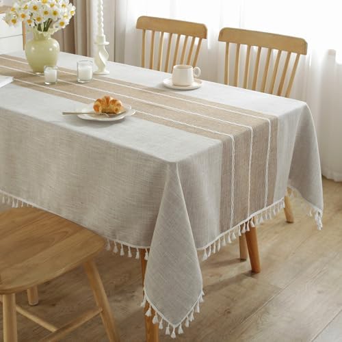 JIALE Tablecloths for Rectangle Tables, Cotton Linen Table Cloth
