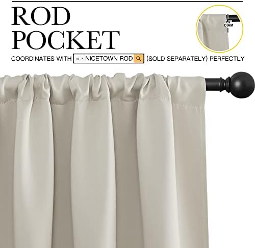 NICETOWN 2 Panels Blackout Curtains, Rod Pocket Window Curtains Room