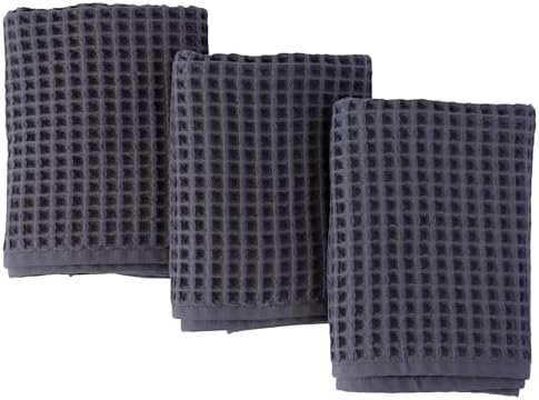 PÜSKÜL Natural 100% Turkish Cotton Waffle Hand and Kitchen Towels Set