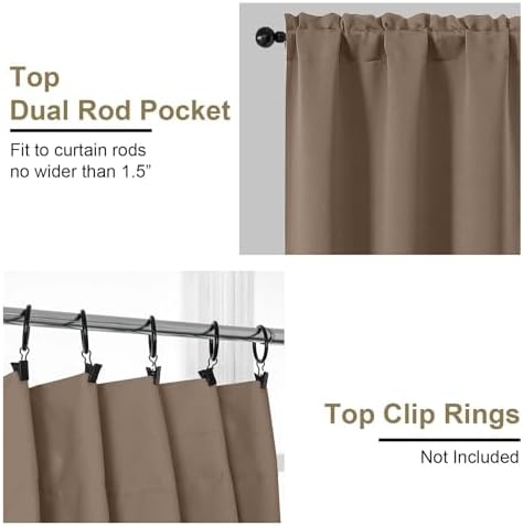 OVZME Brown Blackout Curtains for Bedroom 72 Inch Length 2 Panels Set