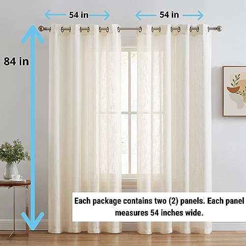 HLC.ME Abbey Faux Linen Textured Semi Sheer Privacy Light Filtering