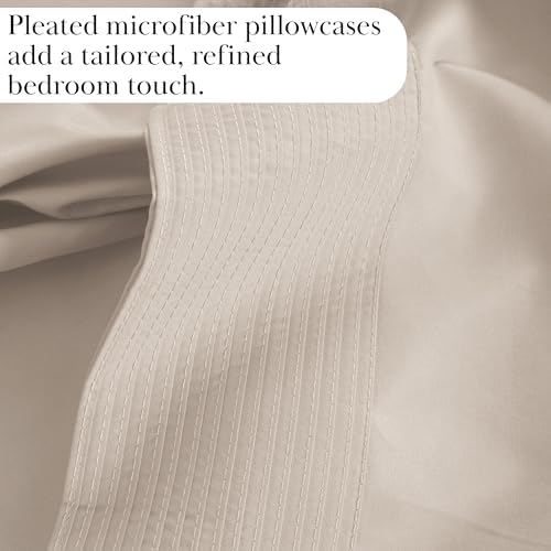 2-Piece Pleated Queen Pillow Cases, Ultra Soft Brushed Microfiber Bone