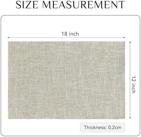 Softalker Faux Linen Cloth Placemats Set of 8-12 x 18 Inch, Beige