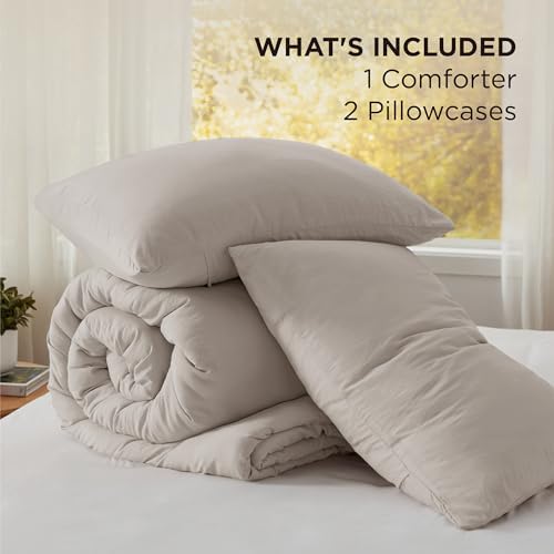 Bedsure California King Comforter Set Prewashed Bedding 3Pcs Linen