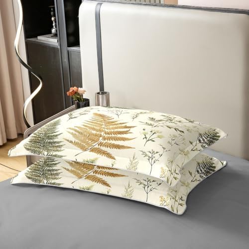 Feelyou Leaves Floral Duvet Cover 100% Cotton Queen Size