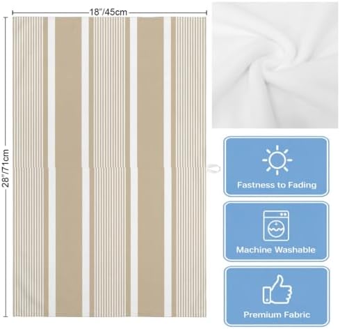 Brown Stripe Kitchen Towels Set of 3, Water Absorbent Dish Towel