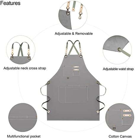 Dulabi Apron, Adjustable Chef Apron for Women and Men with Large