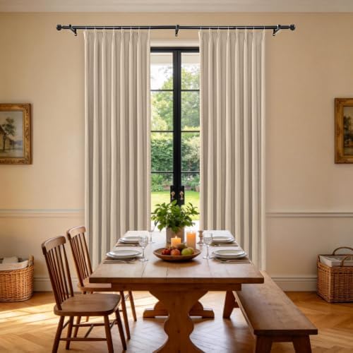 Etherealveil 100% Blackout Pinch Pleated Linen Curtains 2 Panels