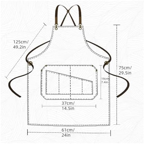 1 Piece Chef Apron For Men And Women With Large Pockets, Cotton Canvas