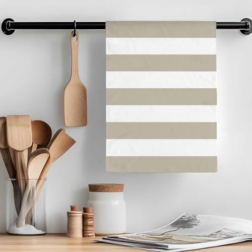 Beige and Kitchen Towels Set of 3 White Stripe Decorative Dish Towels