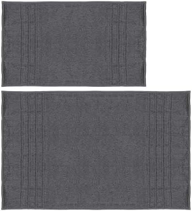 Mosobam 2 Piece Bath Mat Set, 20 x 34 and 28 x 44 in, Charcoal Gray