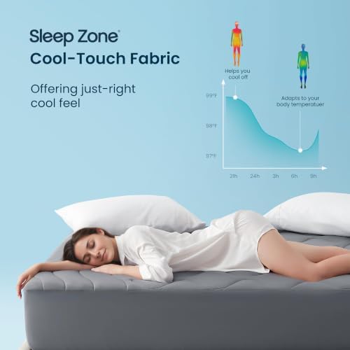 Sleep Zone Cooling Mattress Pad Queen, Support Mattress Topper