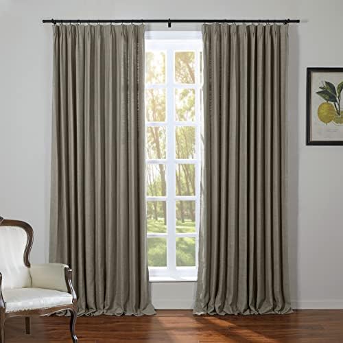 ChadMade Extra Long Pinch Pleat Drape Natural Linen Blend Curtain for
