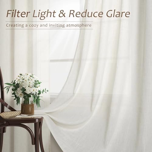 Aersas Extra Long Linen Curtains 110 Inches for Living Room Grommet