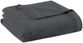 Madison Park Waffle Weave Blanket Cotton for Summer, King, Dark Grey