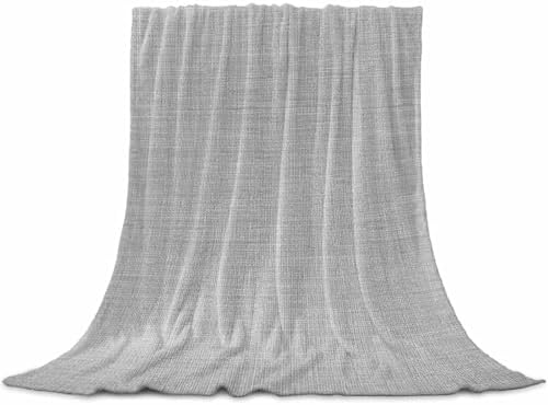 Solid Color Gray Flannel Throw Blanket Fleece Blankets,Vintage Linen
