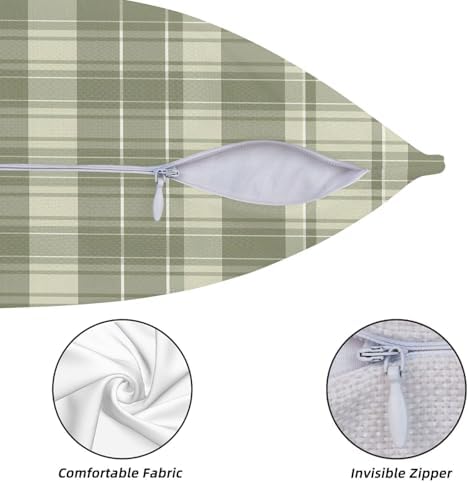 KiuLoam Sage Green Buffalo Plaid Tartan Print Pillow Covers 22x22 Inch