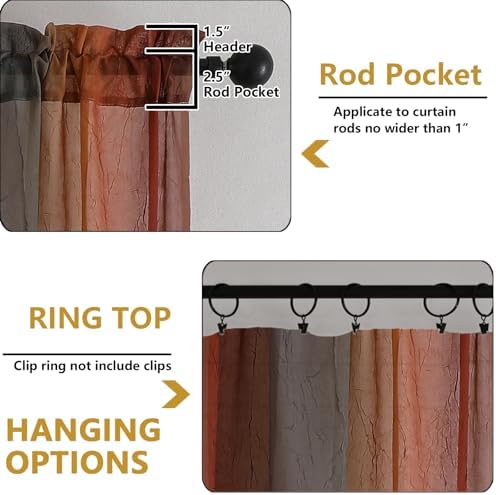 OWENIE Ombre Sheer Curtains for Bedroom Living Room 63 Inches Long 2