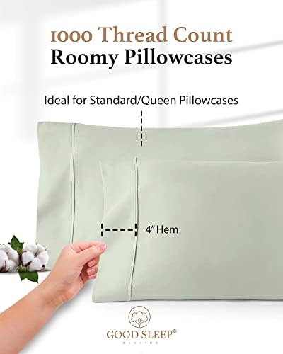 1000 TC Standard Pillowcases Set of 4 100% Egyptian Cotton Pillow