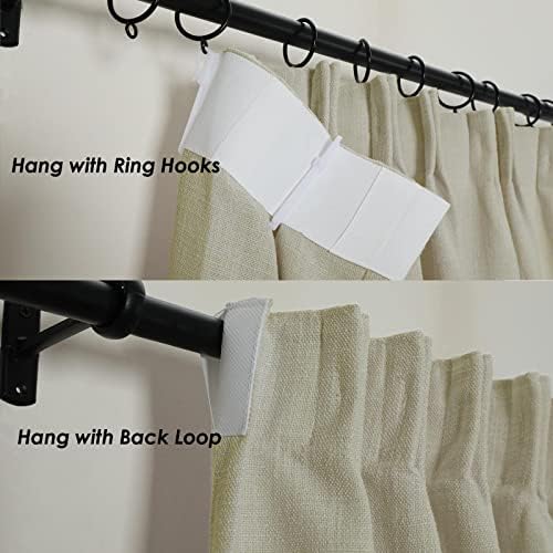 ChadMade Heavyweight Beige Linen Blend Back Tab Pinch Pleated Curtains