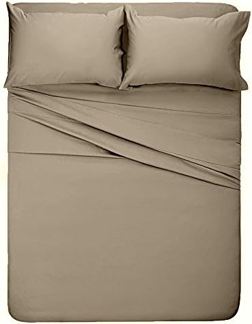 TREND BEDDING MART 3 PC Solid Fitted Sheet - 1 Fitted Sheet with 2
